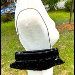 Steve Madden Simulated Leather Pleated Clutch w Chain